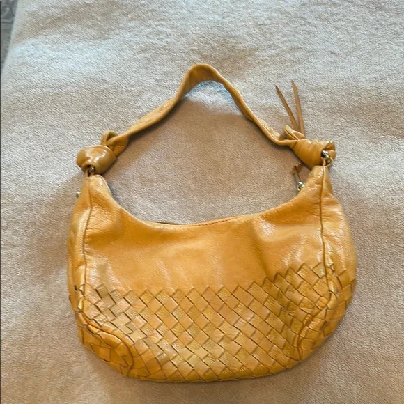 Elliott Lucca Mustard color Hobo Bag with Woven Design - Picture 1 of 9